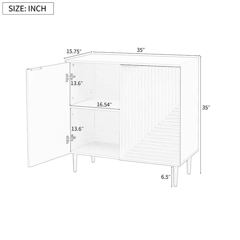 Modern Sideboard Cabinet, Side Cabinet with Adjustable Shelves, Small Console Table with Geometric Door Design