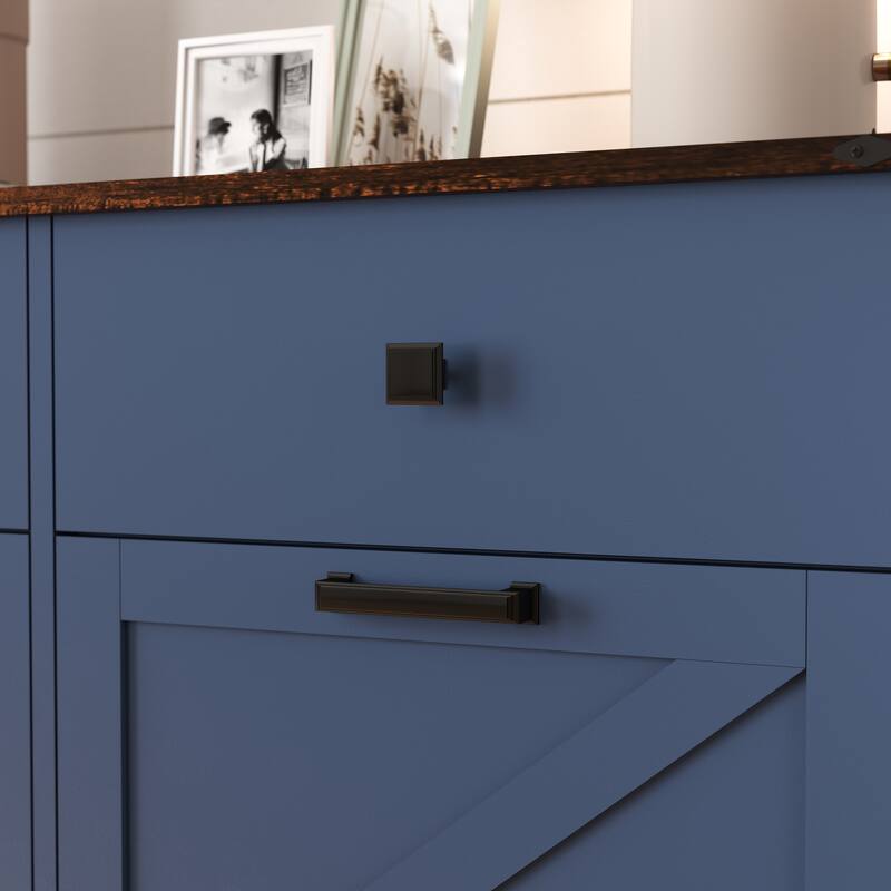 Trash Cabinet with Dual Hidden Bins, Waterproof Accent Cabinet, Storage Cabinet with 2 Pull-Out Drawers