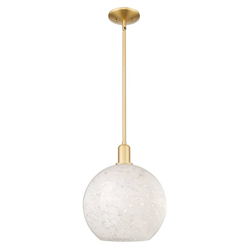 Innovations Lighting Endless Possibilities Arcadia - White Mouchette - 1 Light 12" Stem Hung Mini Pendant - Satin Gold