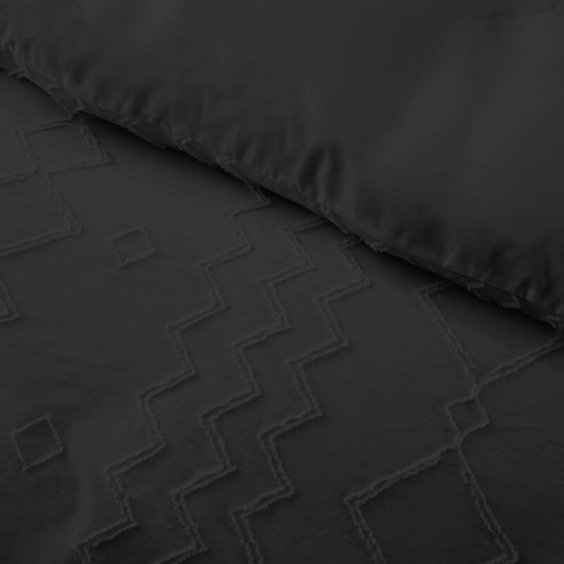 Tufted Clipped Jacquard Geometric Oversized Duvet Cover & Pillowcase Set