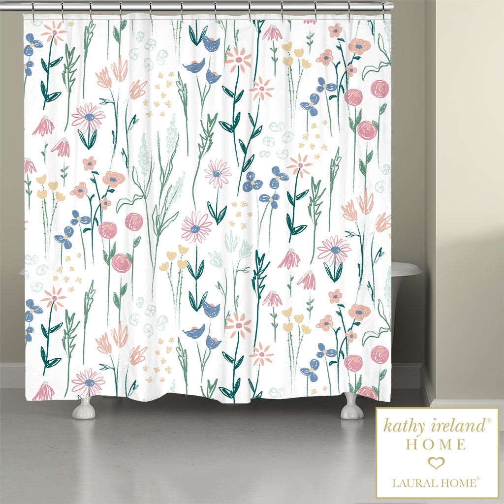Shower Curtain with Hooks Beautiful Vintage Floral Tropical Palm