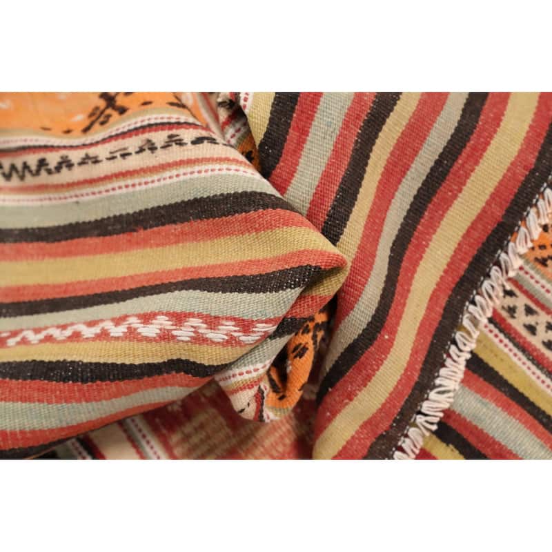 Hand Woven Oriental 100% Wool Carpet Southwestern Tribal Multi-Colored Kilim Area Rug - 9' 0'' X 5' 0''