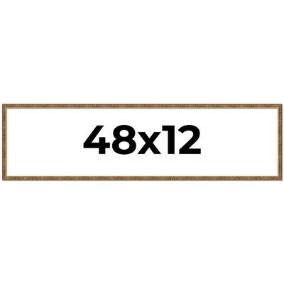 48x12 Frame Black Real Wood Picture Frame Kingsley Gold Distressed Photo Frame with UV Acrylic Foam Board Backing &