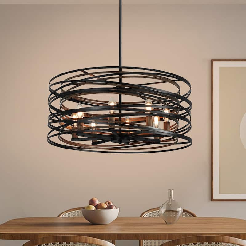 Modern Farmhouse 8-Light Drum Chandelier Kitchen Lighting for Dining