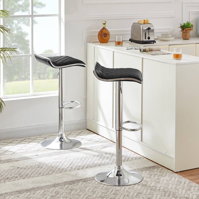 Javlergo Set of 2 Bar Stools Adjustable Swivel Counter Height Bar Chair with Footrest