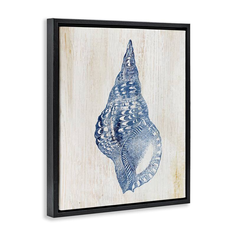 Stupell Tranquil Blue Shell Framed Floater Canvas Wall Art Design By Susan Arnot