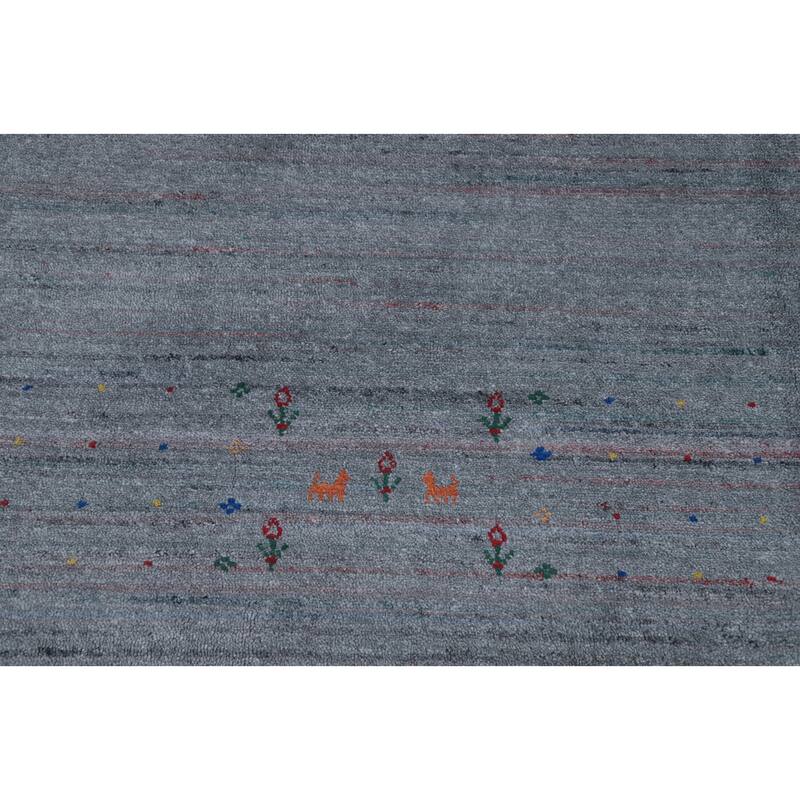 Hand Knotted Oriental 100% Wool Carpet Tribal Animal Pictorial Navy Blue & Blues Gabbeh Area Rug - 12' 0'' X 8' 11''