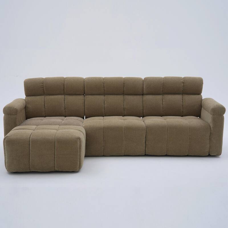 4-Seater Chenille Sectional Sofa with Chaise, High Back L-Shaped Couch, Solid Wood Frame & TB117 Certified Fabric