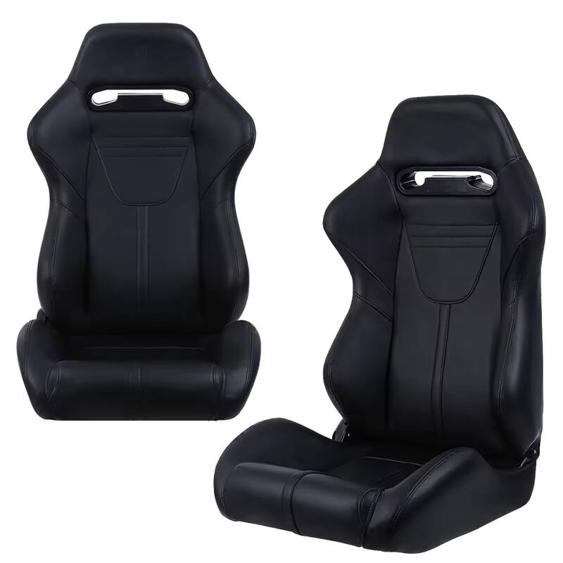 2PC Bucket Racing Seats Red Stitch Red Reclinable Back With Adjustor Slider,Not Including Seat Bracket,1 box of 2 pieces