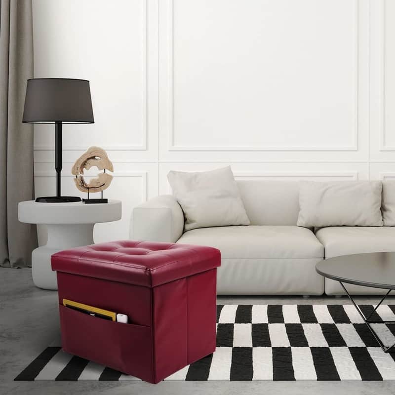 17"Storage Ottoman Folding Footstool