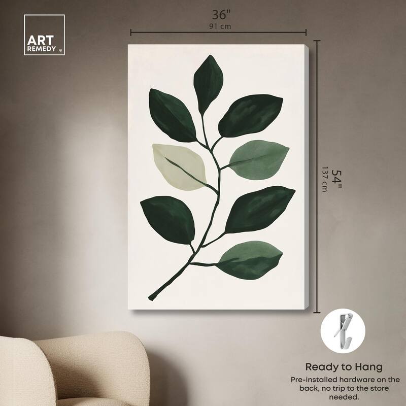 Green and Grey Branch II Canvas by Art Remedy, Gallery Wrapped