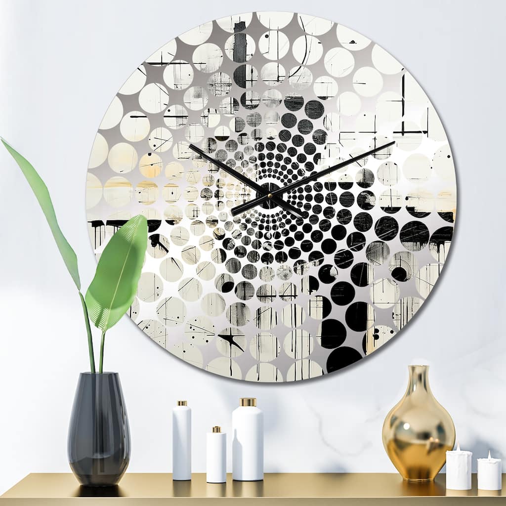 Designart "Grey and Black Fantasy horizon" White Abstract Painting Clocks Modern Oversized Wall Clocks For Bedroom