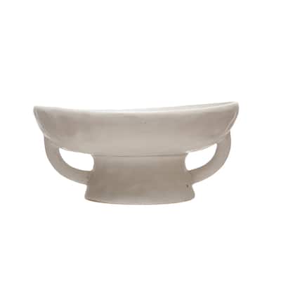 Stoneware Footed Pedestal Bowl with Handles