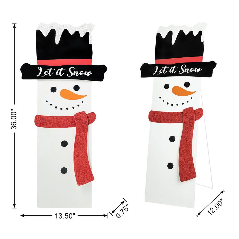 Glitzhome 36"H Lighted Wooden Christmas Snowman Or Santa Porch Decor