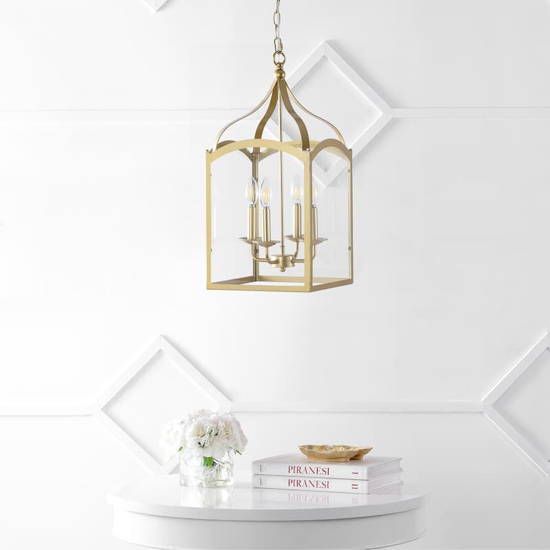 Ruth 11" 4-light Lantern Metal/Glass LED Pendant by JONATHAN Y
