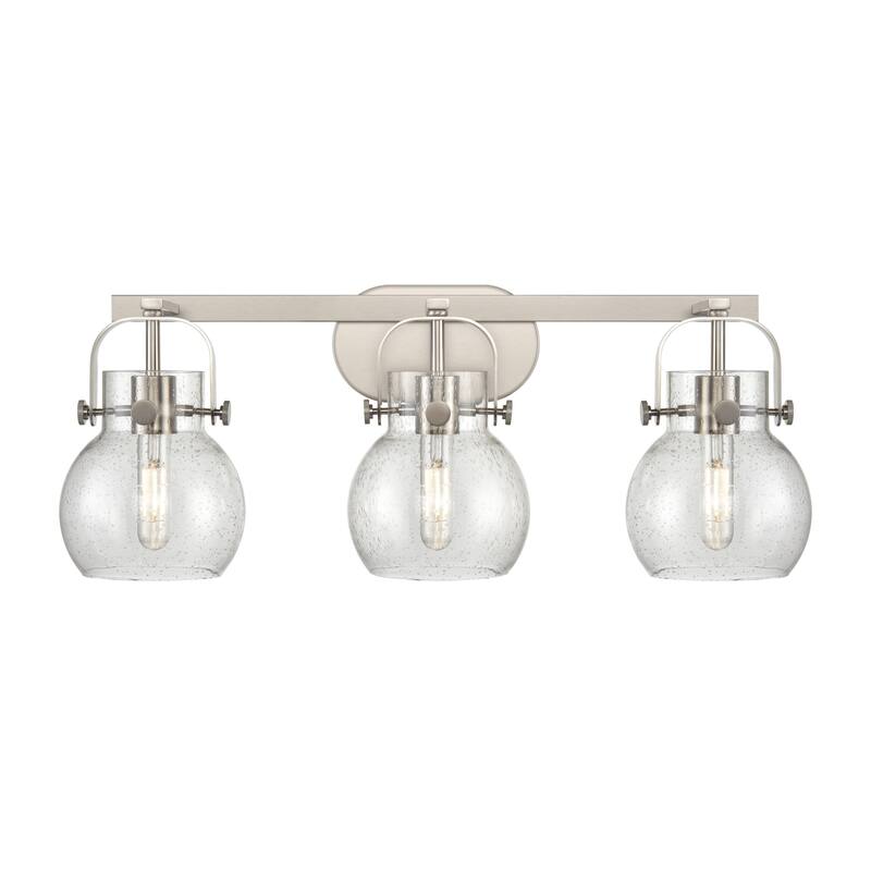 Innovations Lighting 423-3W-10-27 Pilaster II Sphere Vanity Pilaster - Satin Nickel / Seedy