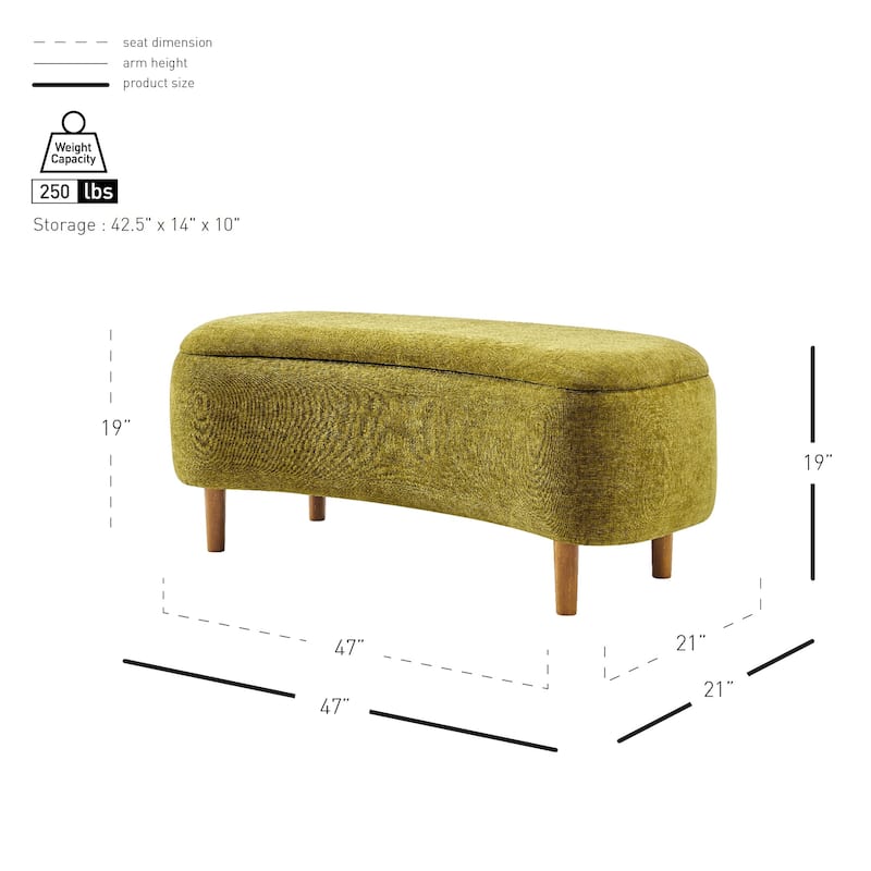 NPD Furniture Leony Chenille Storage Bench
