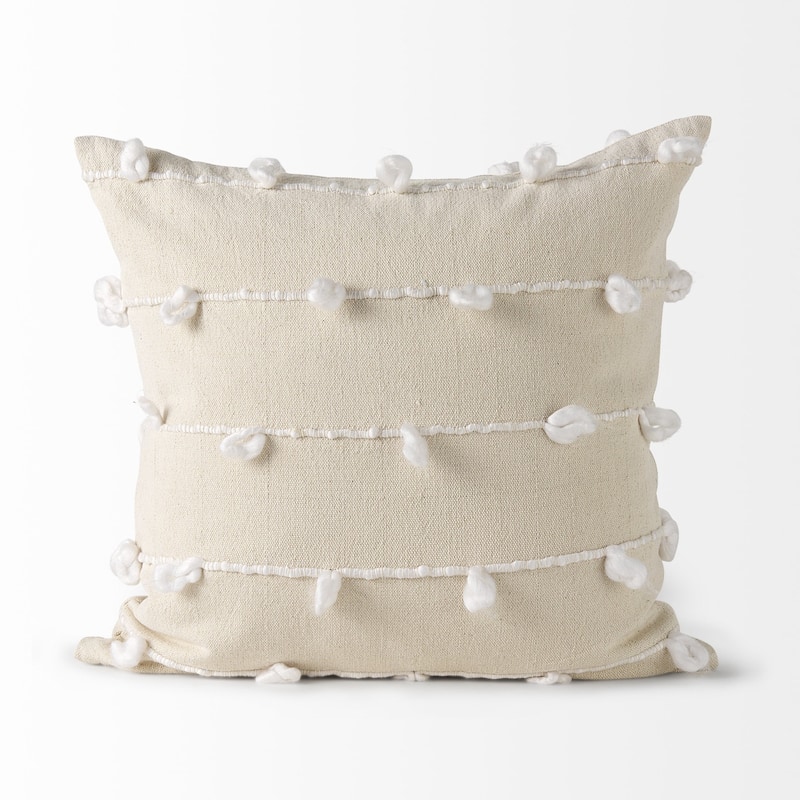 Clouds on Cream Canvas Pillow Cover
