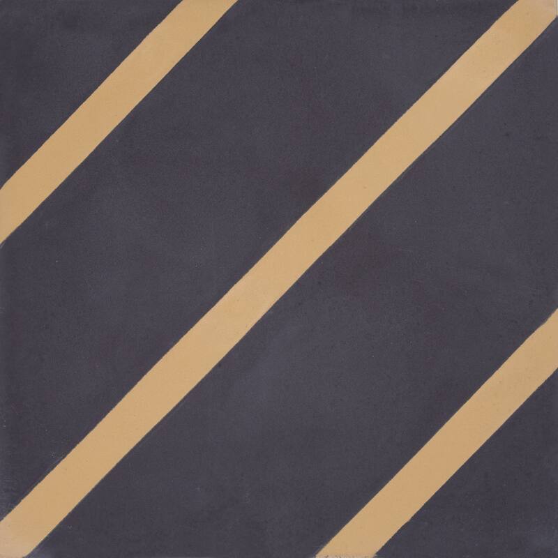 Rabat Handmade Cement Tile, 8''x8'', Black-Gold