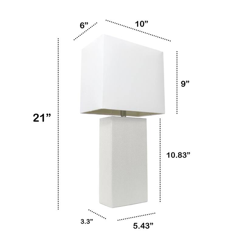 21 in. White Finish Table Lamp with White Shade, Sturdy Table Lamp for Living Rooms and Bedrooms