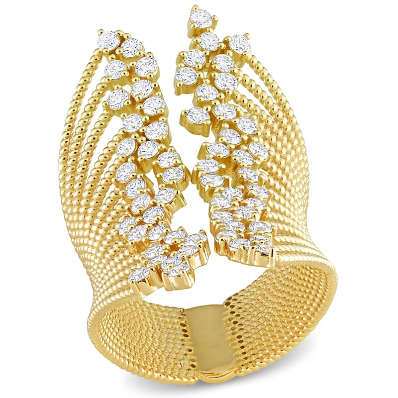 Miadora 1 3/4ct TDW Diamond Multi-Row Open Cocktail Ring in 14k Yellow Gold