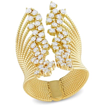 Miadora 1 3/4ct TDW Diamond Multi-Row Open Cocktail Ring in 14k Yellow Gold