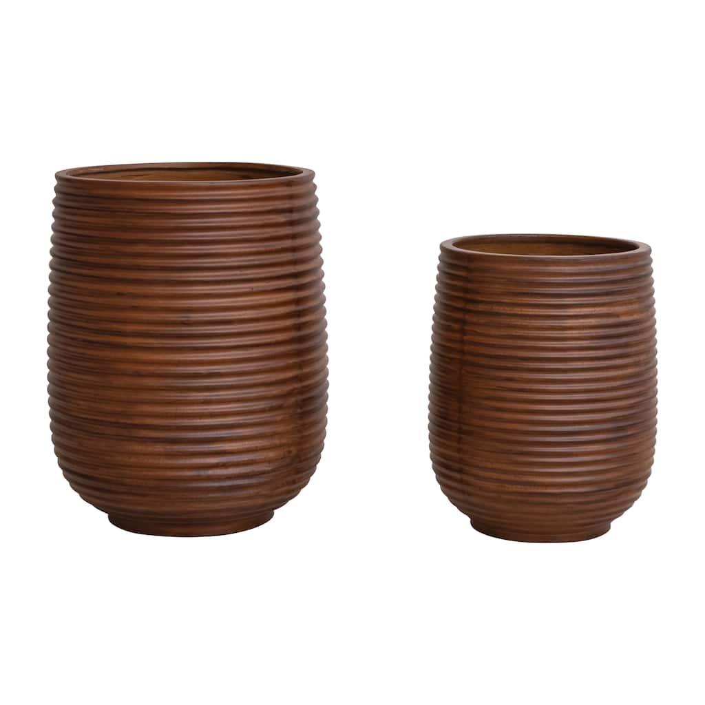 2-Piece Lightweight Eco Stone Ribbed Planters