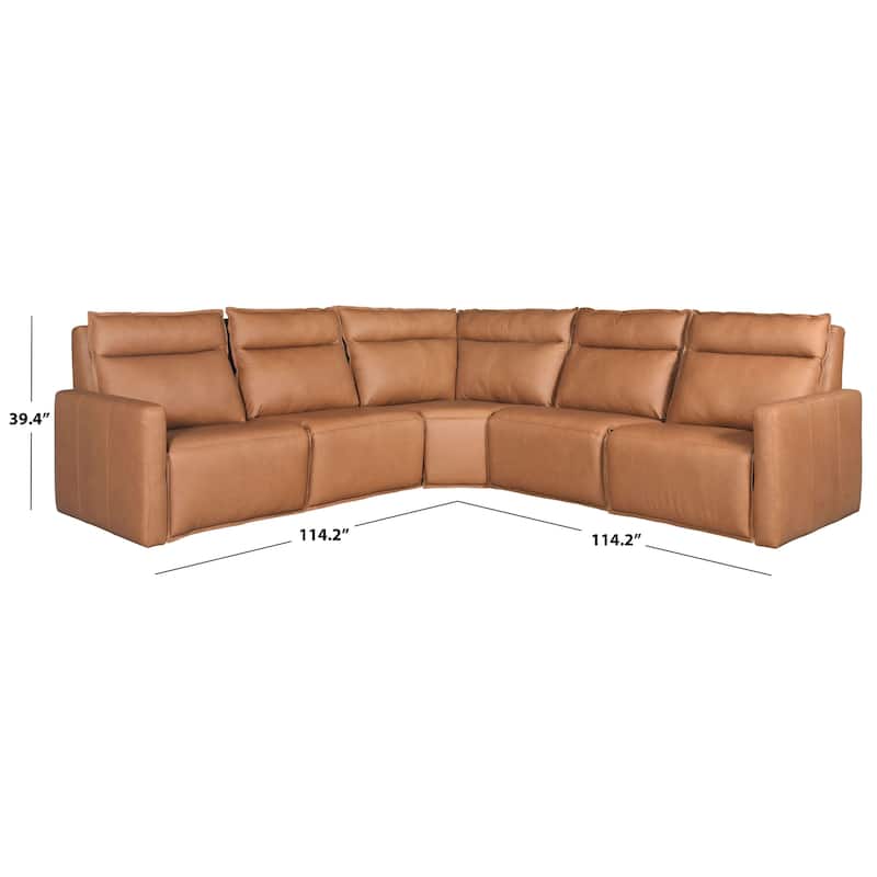 SAFAVIEH Couture Gretel Leather L-Shaped Sectional - 114"W x 114"D x 39"H