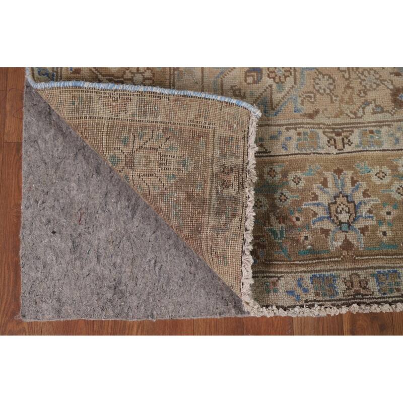 Hand Knotted Oriental 100% Wool Carpet Traditional Medallion Yellow & Gold Tabriz Area Rug - 9' 9'' X 6' 7''