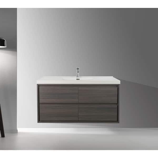 Surf 57 in. W x 19 in. D x 24 in. H Bathroom Vanity in Gray Oak with White Acrylic Top with White Sink