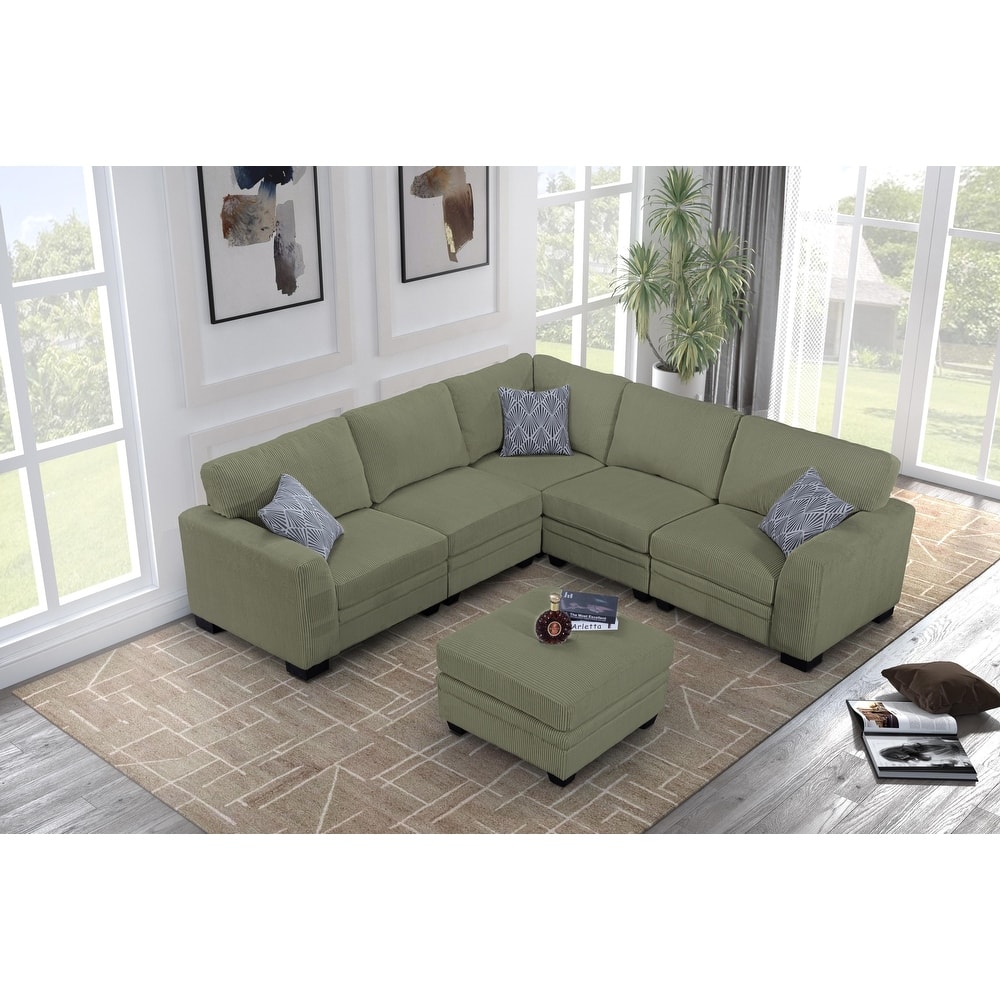 6 PCS Corduroy Flexible Combination Sectional Sofa