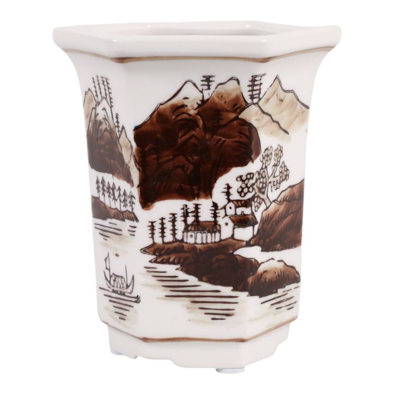 Modern Chinoiserie Ceramic Candle - Sage and Eucalyptus Scented