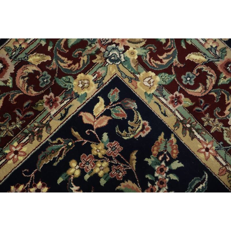 Hand Knotted Oriental 100% Wool Carpet Traditional All-Over Black Aubusson Area Rug - 10' 2'' X 7' 10''