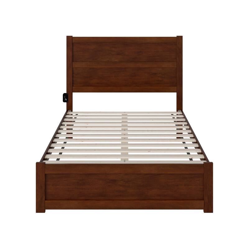 Full Bed with Footboard - Rococo Romance Platform Bed - Walnut Finish - Modern Classic Design
