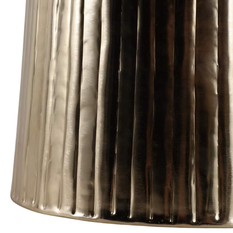 Metal Side Table Round Top Textured Base Narrow - 18" Black/Gold - 15" x 15" x 17.75"