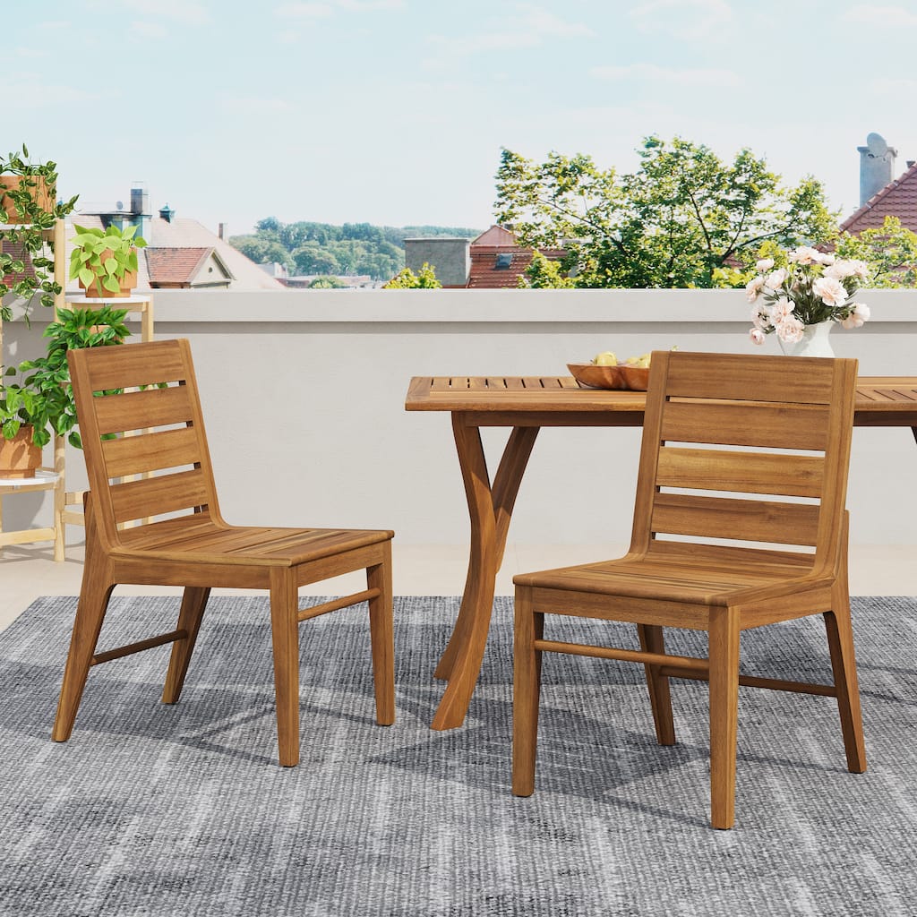 Scott Living Echo Outdoor Dining Chair Solid Acacia Wood, Set of 2