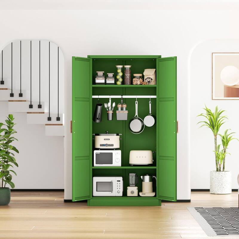 71'' - 72'' Tall Wardrobe Armoire Clothing Closet Storage Cabinet with Hanging Rod and Adjustable Shelves