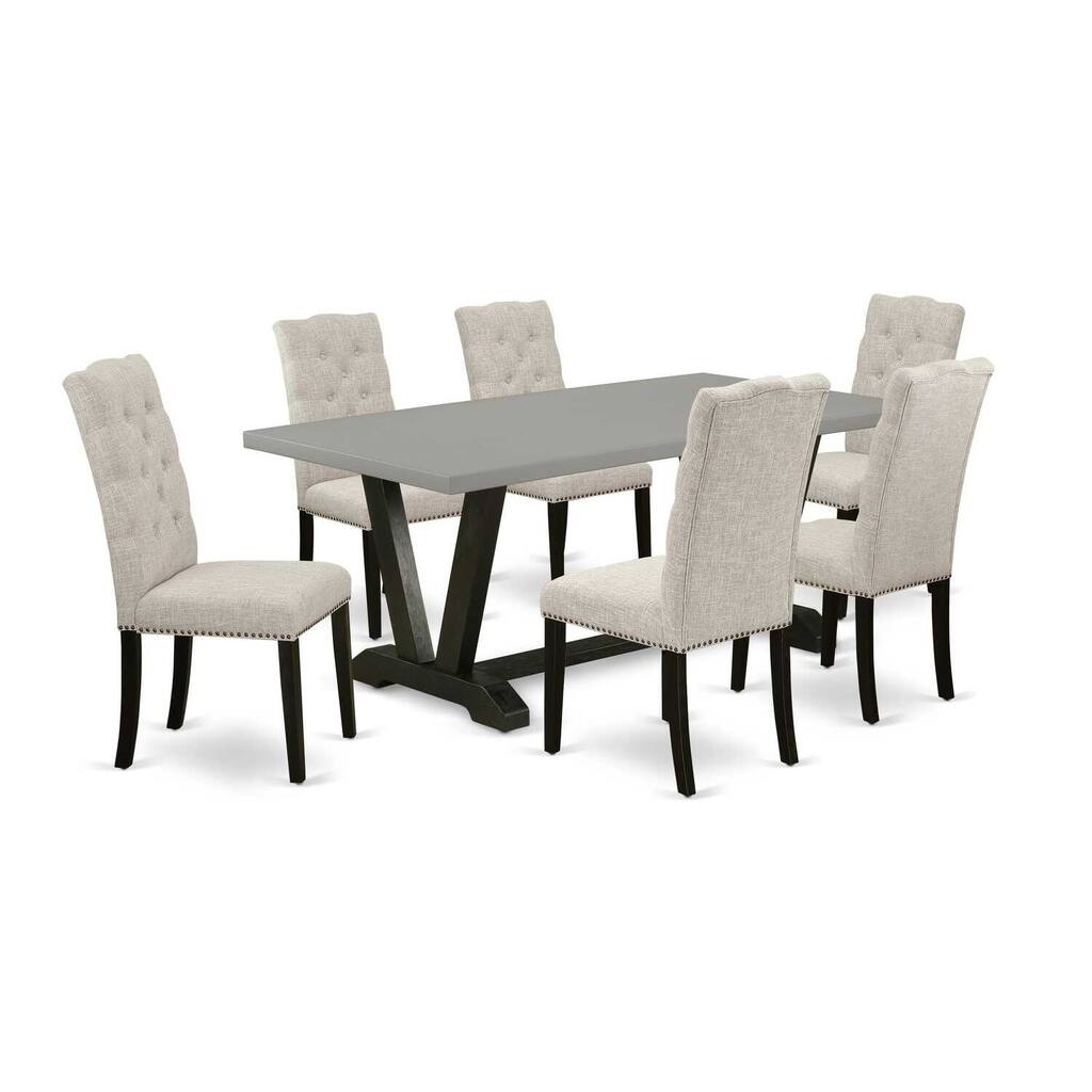 7 Piece Kitchen Dining Set - Rectangle Table with 6 Parson Chairs - 40x72 Inch - 72