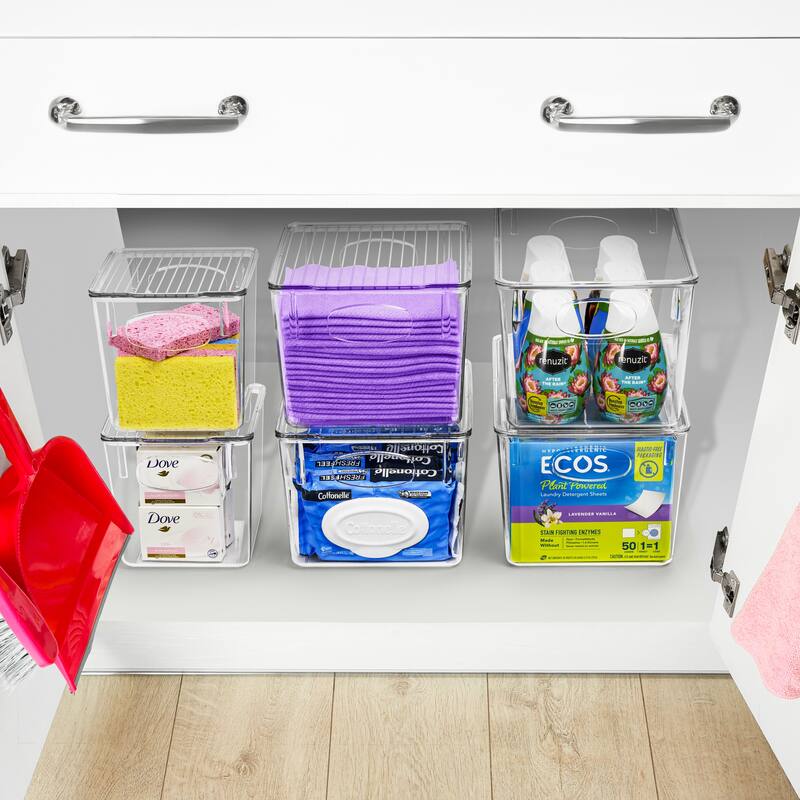 Sorbus Small Plastic Clear Storage Bins for Kitchen, Pantry, Fridge, Cabinet, Refrigerator - (8 Pack)