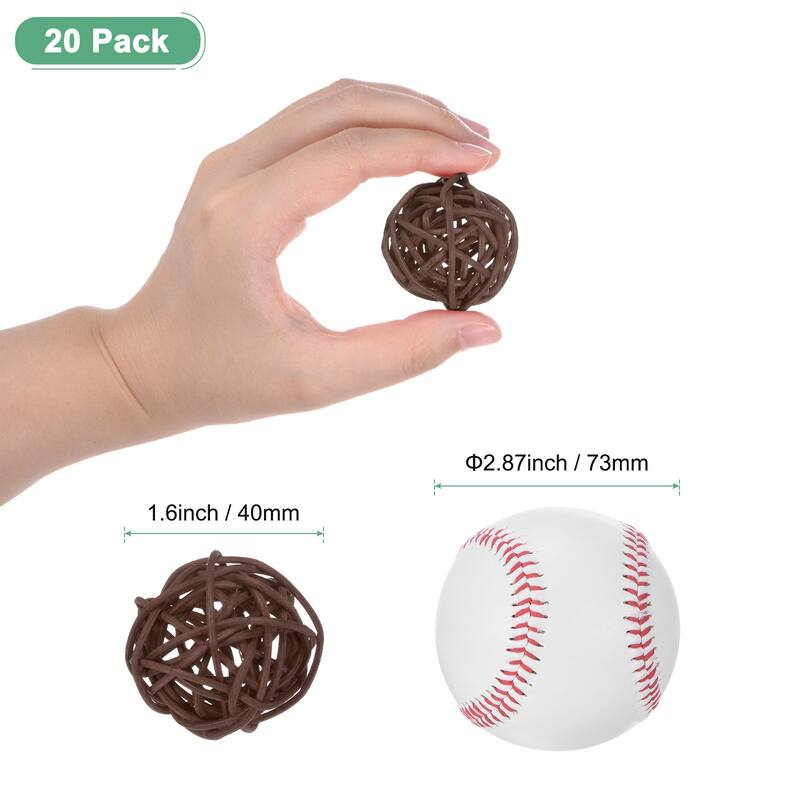 20-Pack Wicker Rattan Balls 1.6 Inch for Christmas/Weddings/DIY - Brown