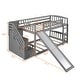 preview thumbnail 6 of 7, Stairway Twin over Twin Floor Bunk Bed with Two Drawers, Slide and Ladder, Grey