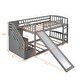 preview thumbnail 15 of 16, Stairway Twin over Twin Floor Bunk Bed with Two Drawers, Slide and Ladder