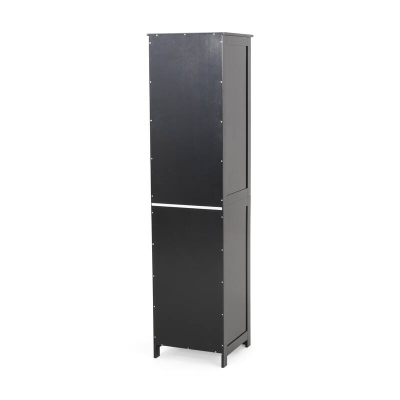 Roomfitters Tall Bathroom Storage Cabinet with Open Shelves and Single Door, Freestanding Organizer