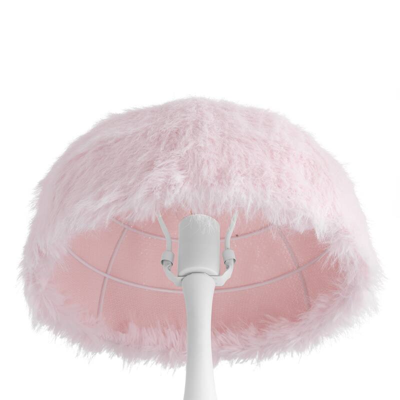 Acroma Teardrop Base Spherical Table Lamp with Feather Accents