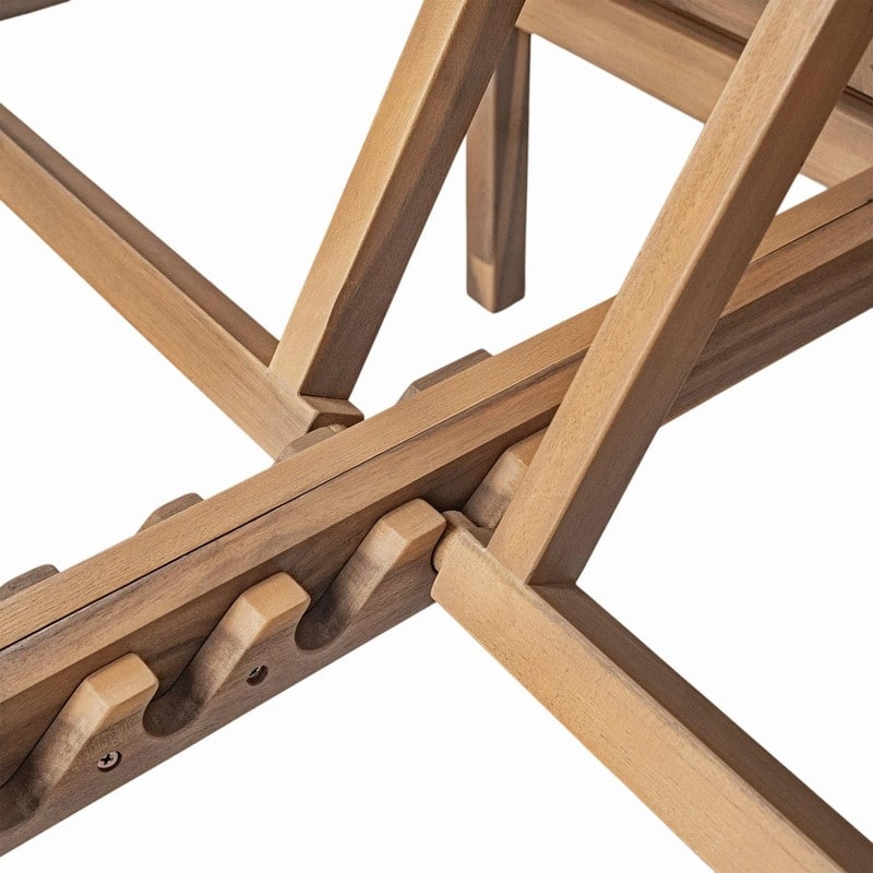 Acacia Wood Double Outdoor Chaise Lounge with 5-Position Adjustable Backrest