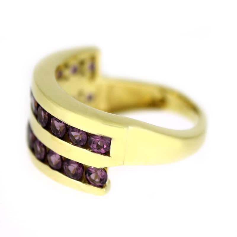 Yellow Gold Plated Over Sterling Silver Rhodolite Garnet Ring