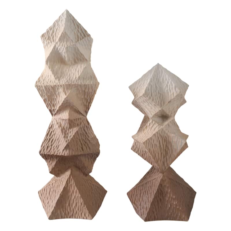 Polyresin Sculptures Faceted Abstract Design (Set of 2) - 19/14" Brown - 6.5" x 6" x 18.5"