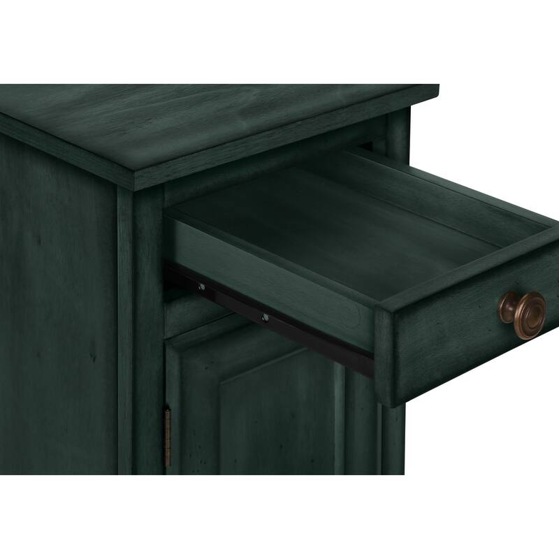 Accent Table, End, Side Table, Nightstand, Narrow, Bedroom, Lamp, Storage Drawer, Antique Blue Veneer, Traditional