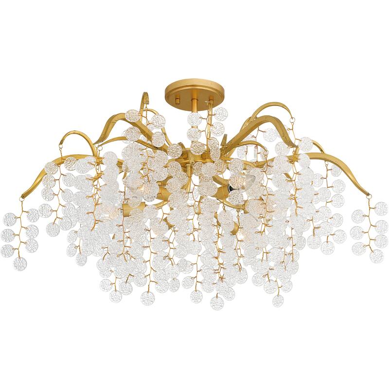 Maple 6-Light Gold Leaf Semi-Flush Mount