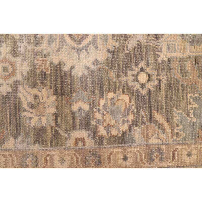 ECARPETGALLERY Hand-knotted Modern Oushak Dark Olive Green Wool Rug - 9'0 x 11'11